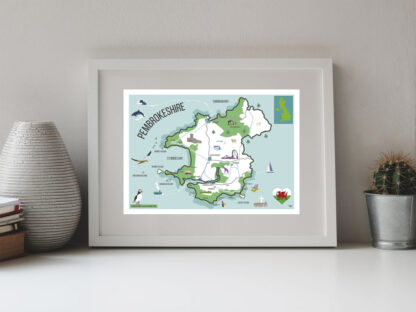 Map of Pembrokeshire Art Print in Frame