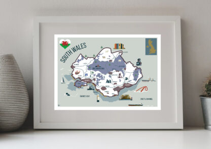 South Wales Map Art Print in Frame